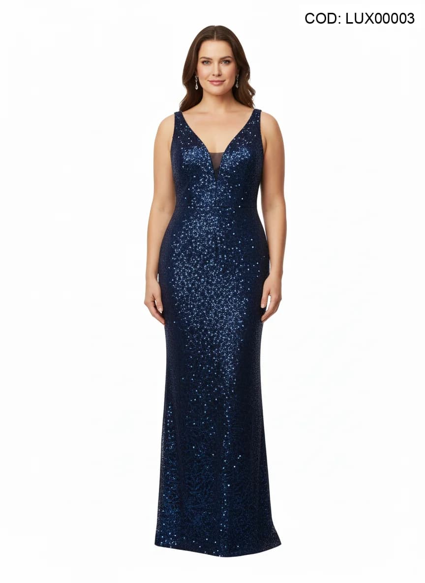 Rochie de seară lungă bleumarin cu paiete